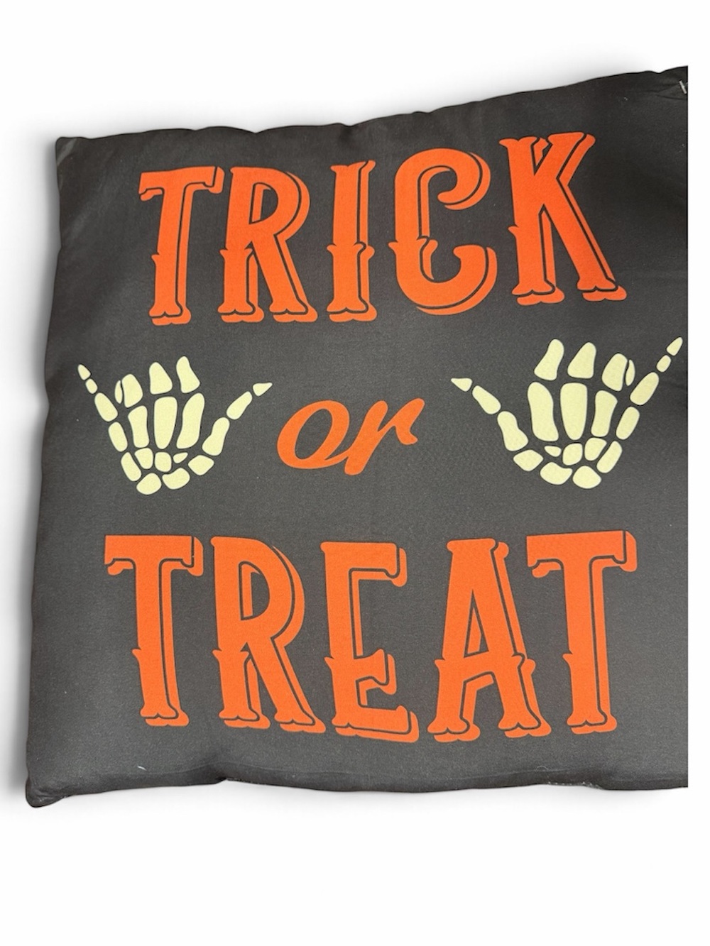 Trick or Treat Skeleton Hands 18x18 Halloween Decorative Throw Pillow